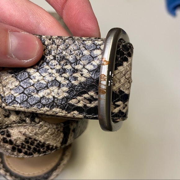 Sam Edelman Rain Snake Chunky Platform Sandal Heels Square Toe Ankle Strap - Picture 12 of 14